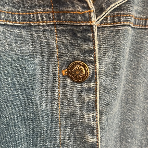 Vintage Denim Outfit Medium Embroidered Blue Jean Floral Rose Flowers 90s Y2K - Picture 8 of 15